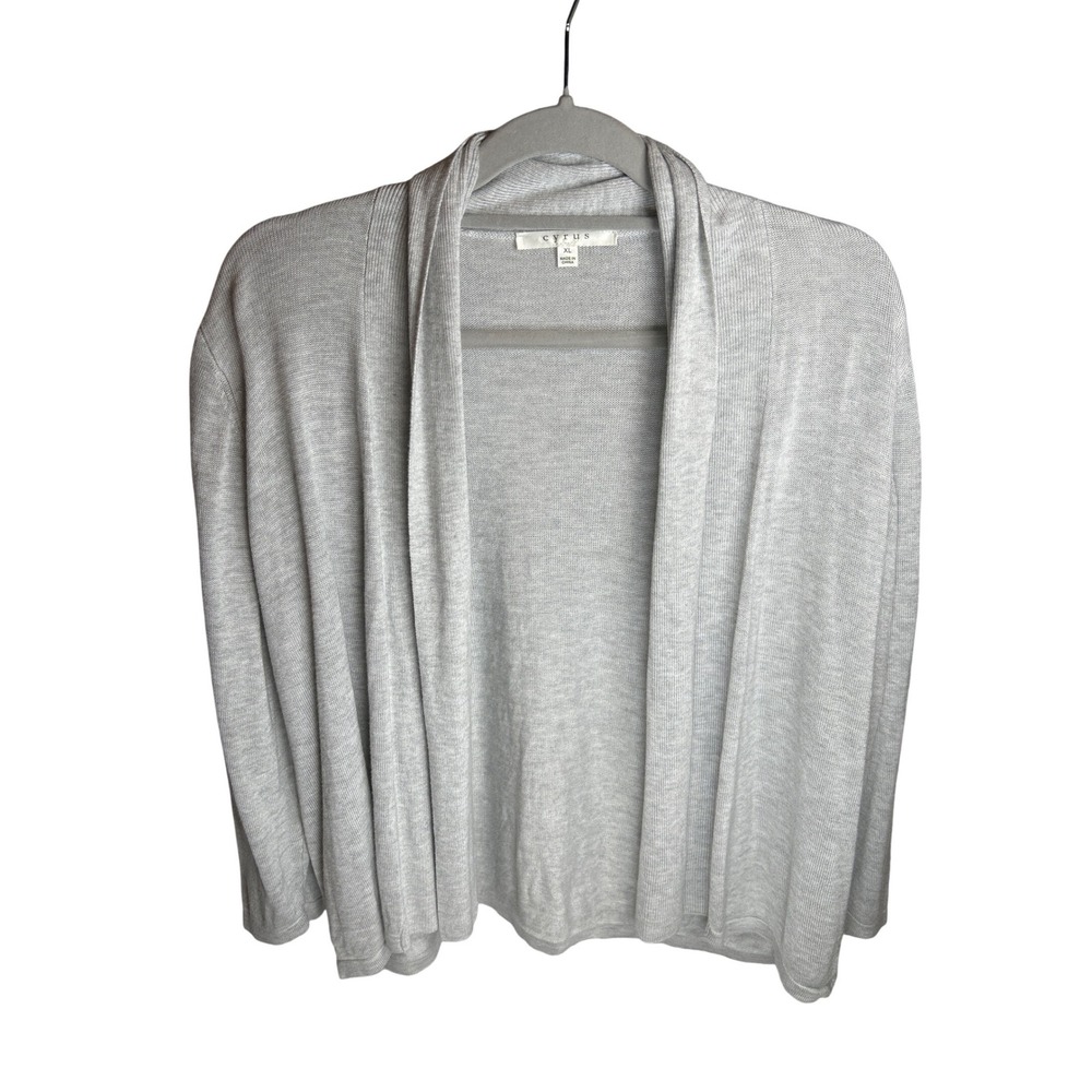 Cyrus Lightweight Draped Open Front Cardigan Sweater XL Heather Grey Viscose